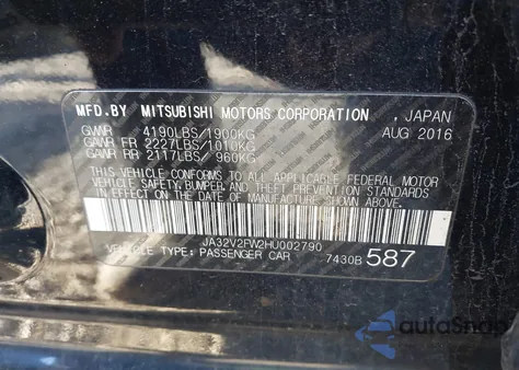2017 Mitsubishi Lancer Es/Se/Sel from USA, damaged, VIN JA32V2FW2HU002790